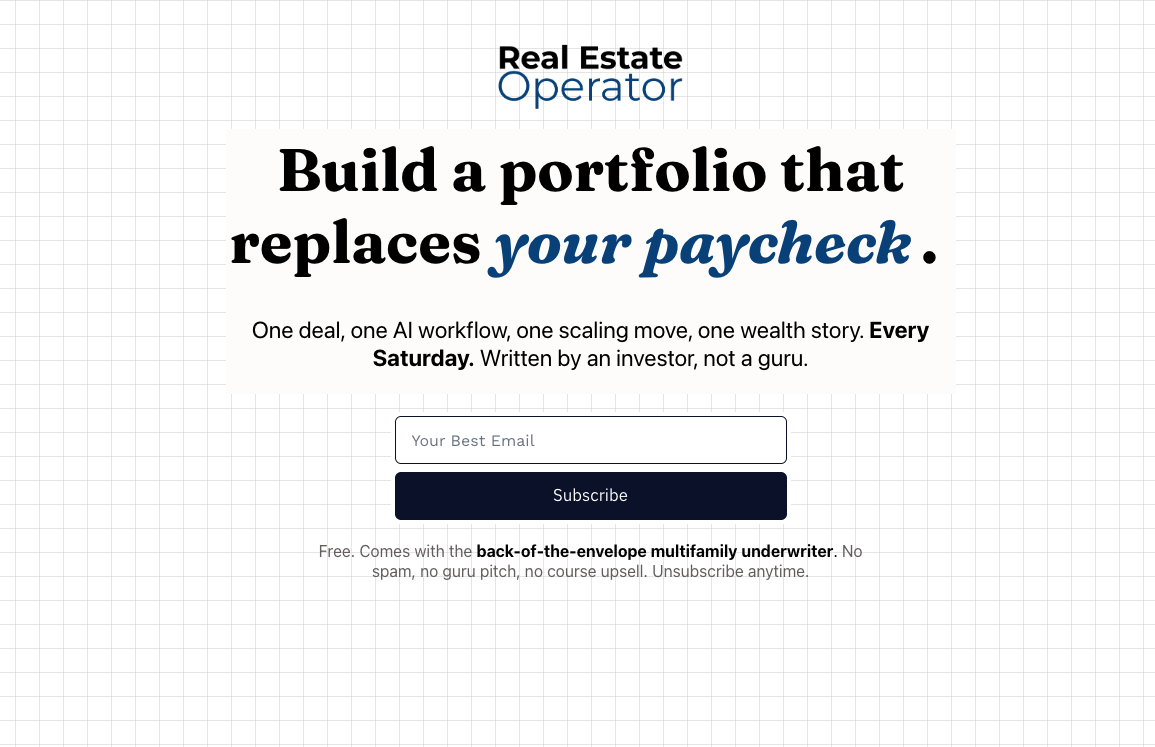 Real Estate Operator, Weekly Newsletter